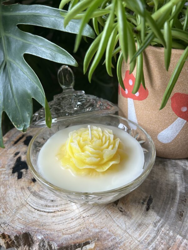 Yellow Peony Candle with Lid