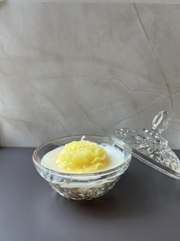 Yellow Peony Candle with Lid - Image 5