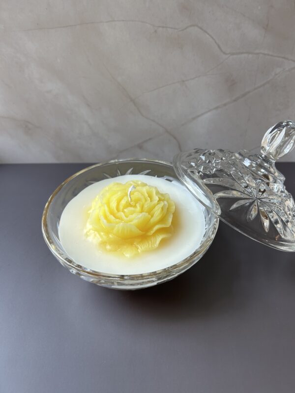 Yellow Peony Candle with Lid - Image 3