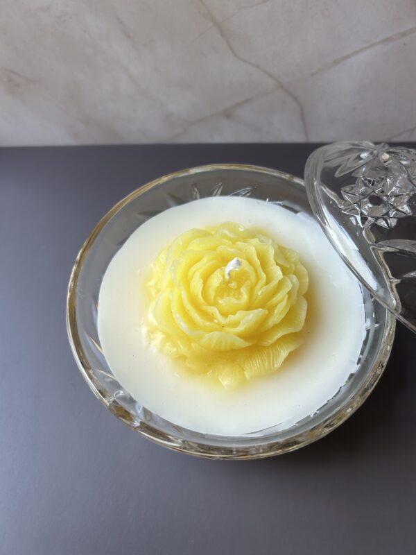Yellow Peony Candle with Lid - Image 4